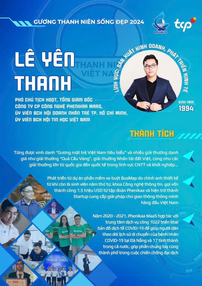 “Cha đẻ” BusMap Lê Yên Thanh nhận giải thưởng “Thanh niên sống đẹp”