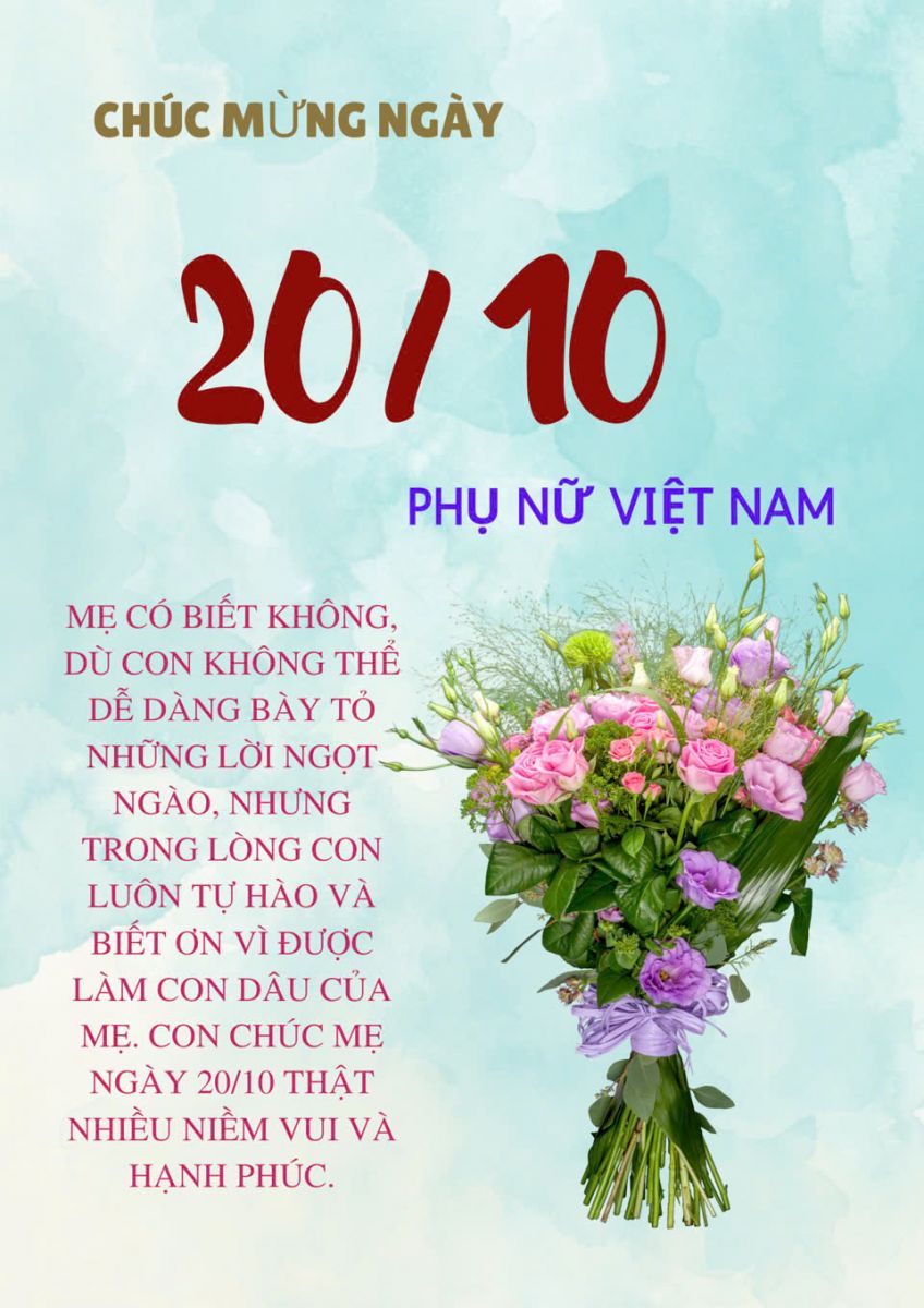 Lời chúc mừng Ngày Phụ nữ Việt Nam 20/10 tặng mẹ đẻ, mẹ chồng, mẹ vợ