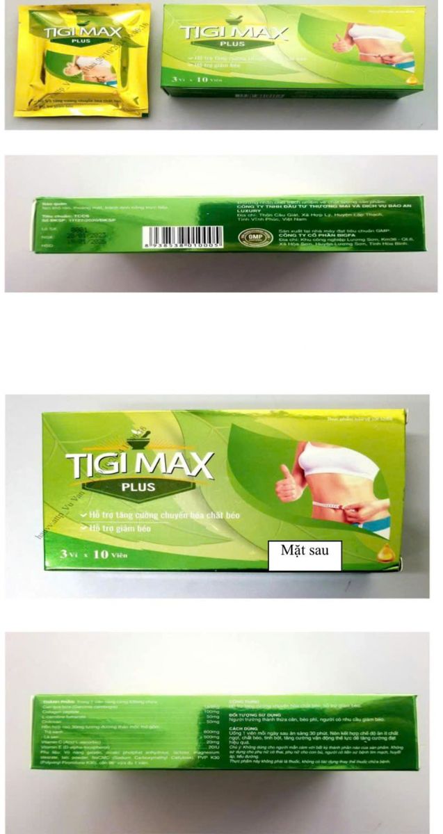 Viên uống giảm cân cấp tốc Tigi Max Plus chứa chất cấm Sibutramine