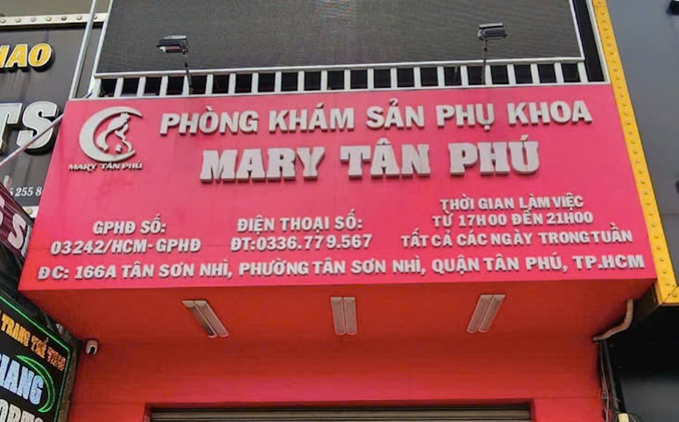 Phòng khám sản phụ khoa Mary Tân Phú bị tước giấy phép hoạt động