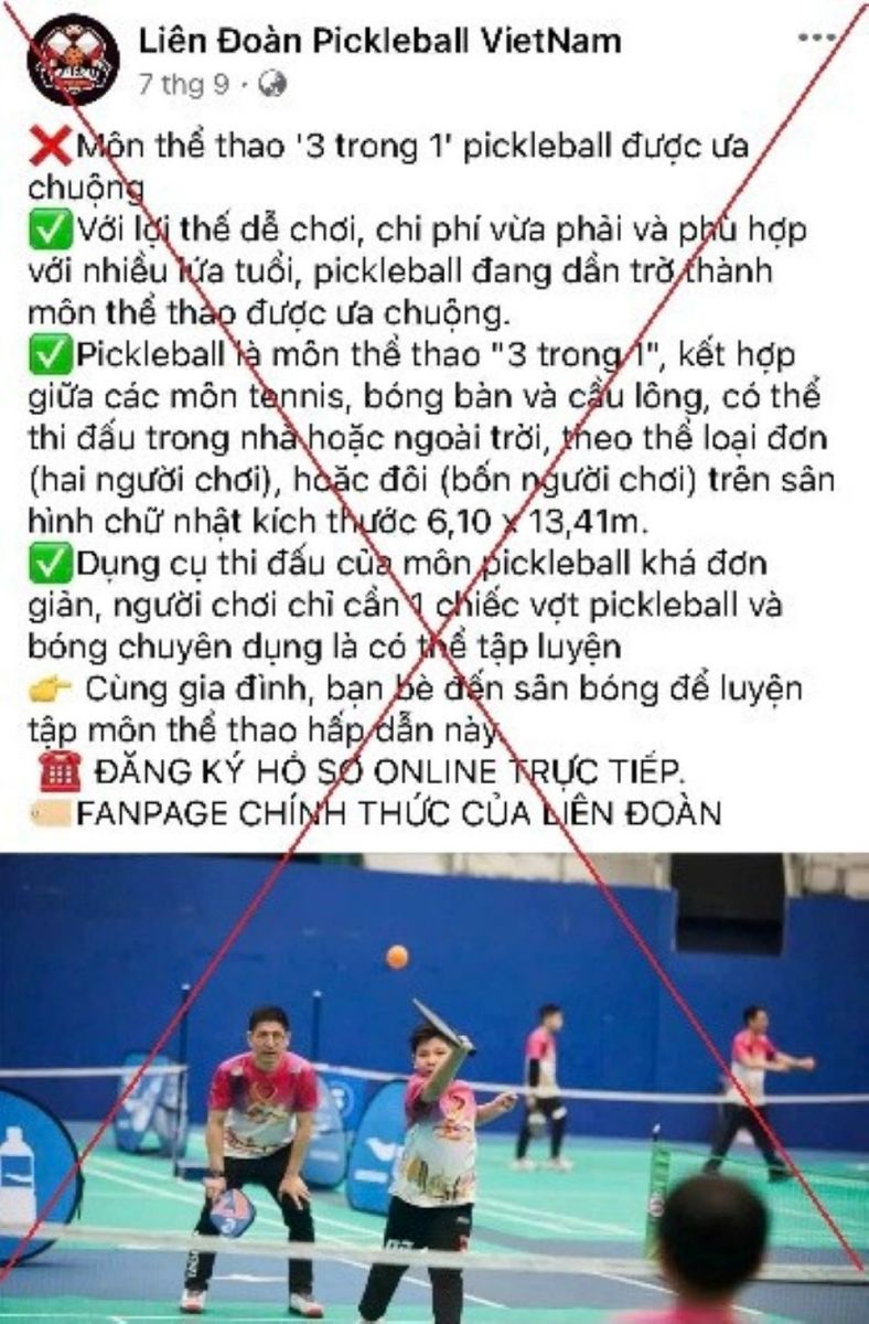 Xuất hiện tài khoản Facebook giả mạo “Liên đoàn Pickleball Việt Nam” để lừa đảo