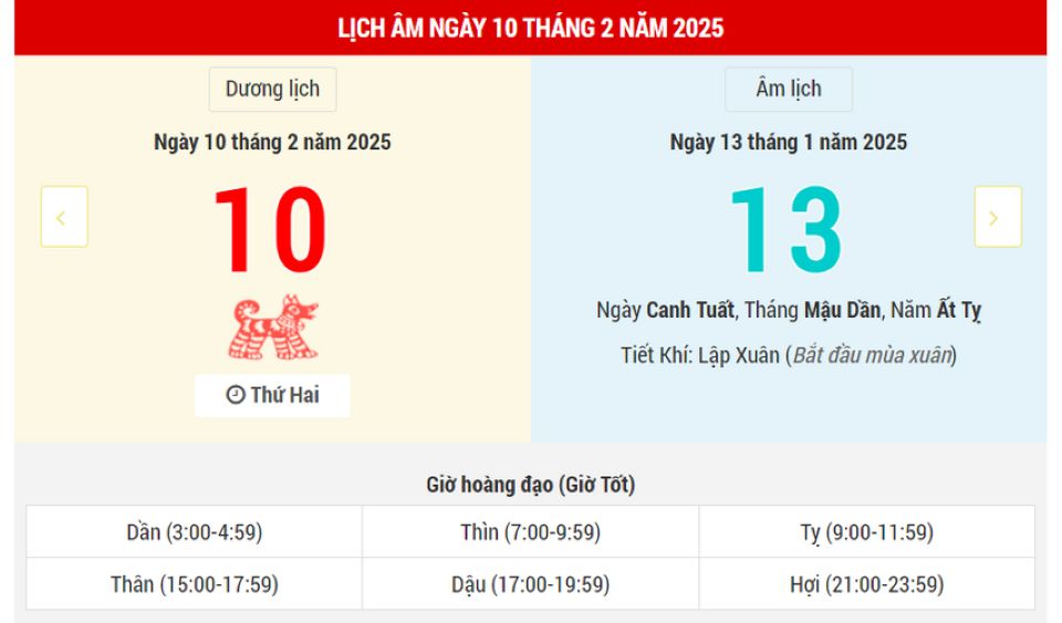 Lịch âm 10/2 chính xác nhất, lịch vạn niên ngày 10/2/2025: Việc nên và không nên làm?