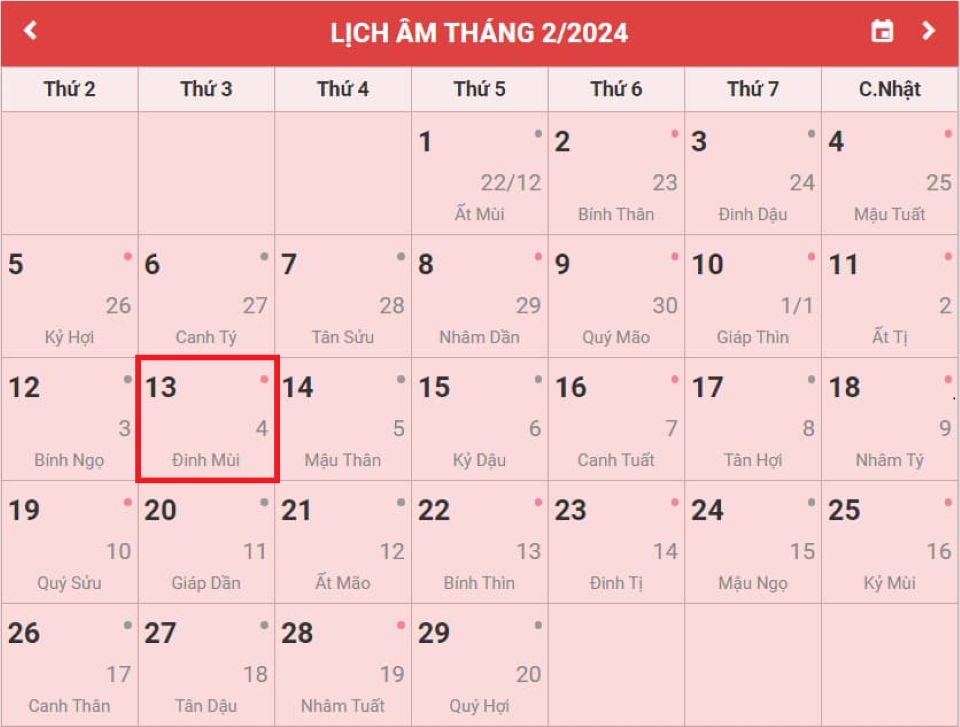 Lịch âm 13/2 chính xác nhất, lịch vạn niên ngày 13/2/2025: Việc nên và không nên làm?