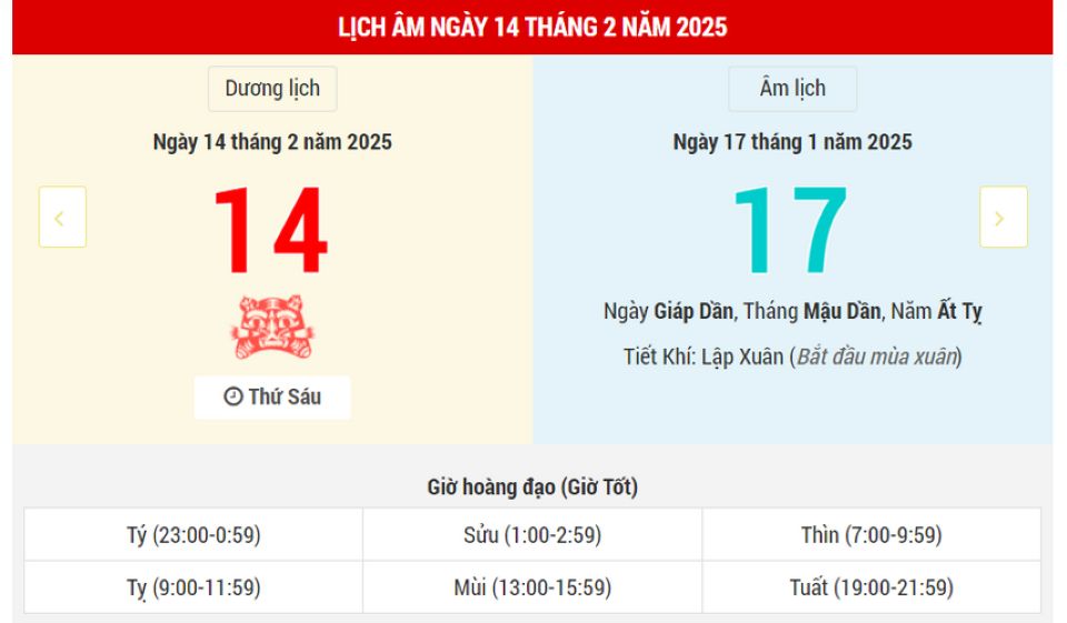 Lịch âm 14/2 chính xác nhất, lịch vạn niên ngày 14/2/2025: Việc nên và không nên làm?