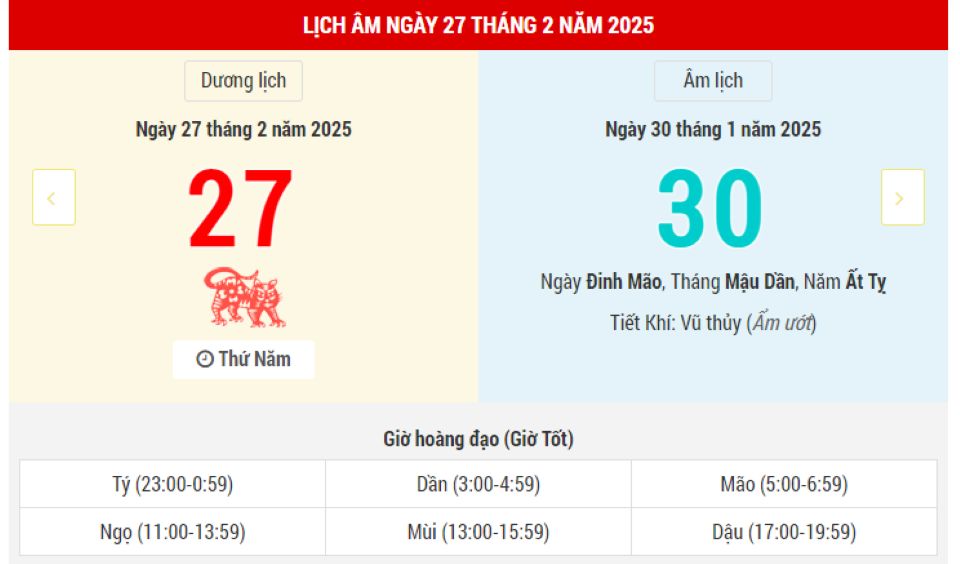 Lịch âm 27/2 chính xác nhất, lịch vạn niên ngày 27/2/2025: Việc nên và không nên làm?