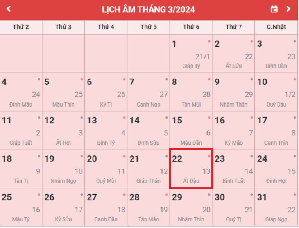 Lịch âm 22/3 chính xác nhất, lịch vạn niên ngày 22/3/2025: Việc nên và không nên làm?