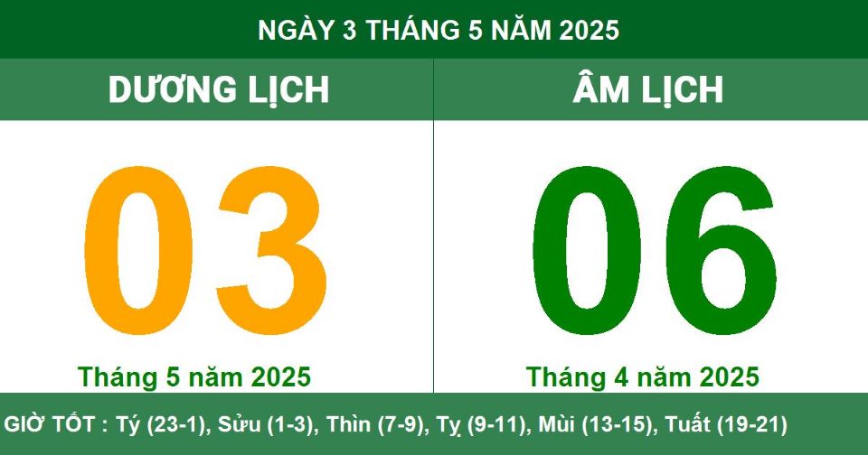Lịch âm 3/5 chính xác nhất, lịch vạn niên ngày 3/5/2025: Việc nên và không nên làm?