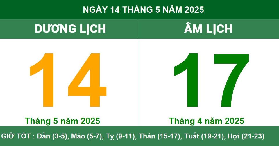 Lịch âm 14/5 chính xác nhất, lịch vạn niên ngày 14/5/2025: Việc nên và không nên làm?