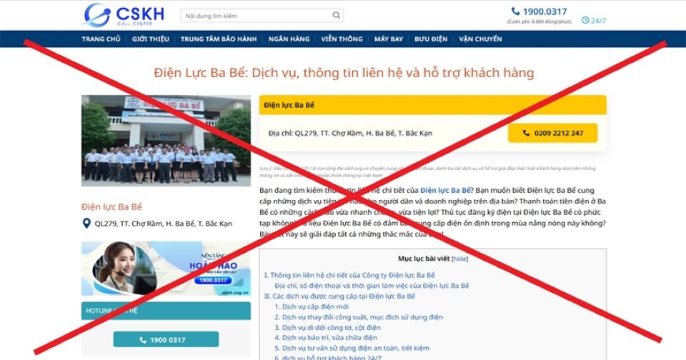 Xuất hiện trang web giả mạo điện lực miền Bắc để lừa đảo