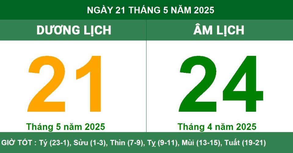 Lịch âm 21/5 chính xác nhất, lịch vạn niên ngày 21/5/2025: Việc nên và không nên làm?
