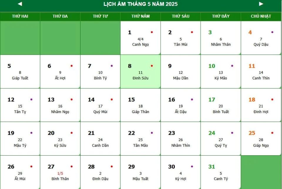 Lịch âm 27/5 chính xác nhất, lịch vạn niên ngày 27/5/2025: Việc nên và không nên làm?