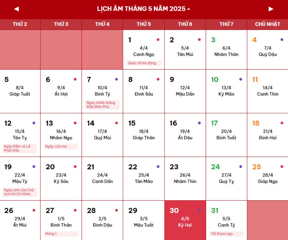 Lịch âm 30/5 chính xác nhất, lịch vạn niên ngày 30/5/2025: Việc nên và không nên làm?