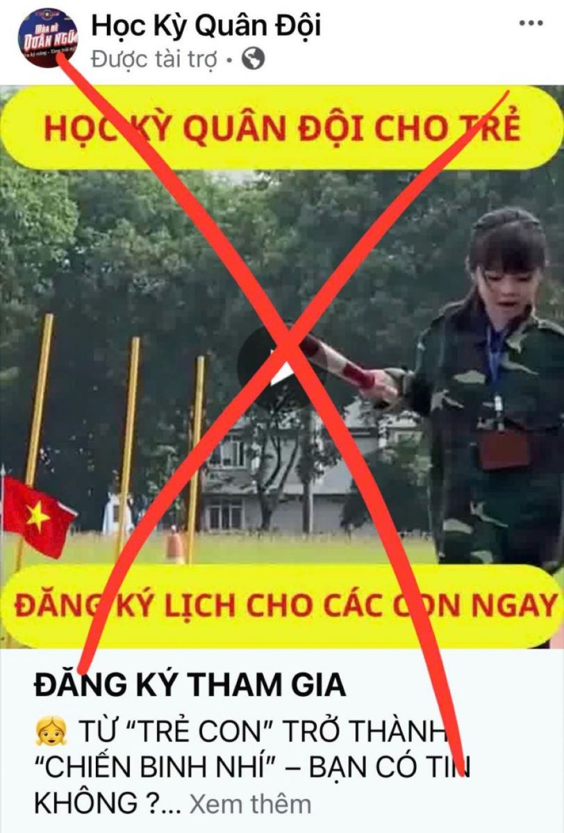Dấu hiệu nhận biết fanpage giả mạo khóa ‘Trại hè quân đội’, ‘Học kỳ công an’