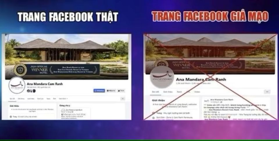 Giả mạo fanpage của các cơ sở lưu trú nhằm chiếm đoạt tài sản