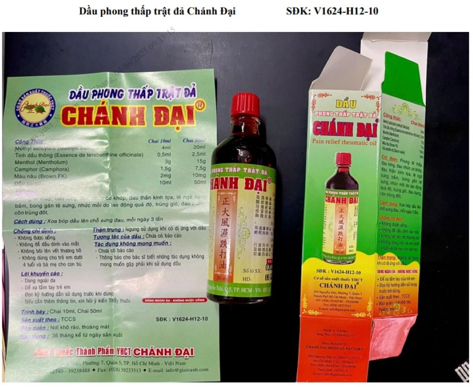 Cảnh báo 3 loại dầu xoa bóp giả ghi nhãn "Chánh Đại sản xuất"