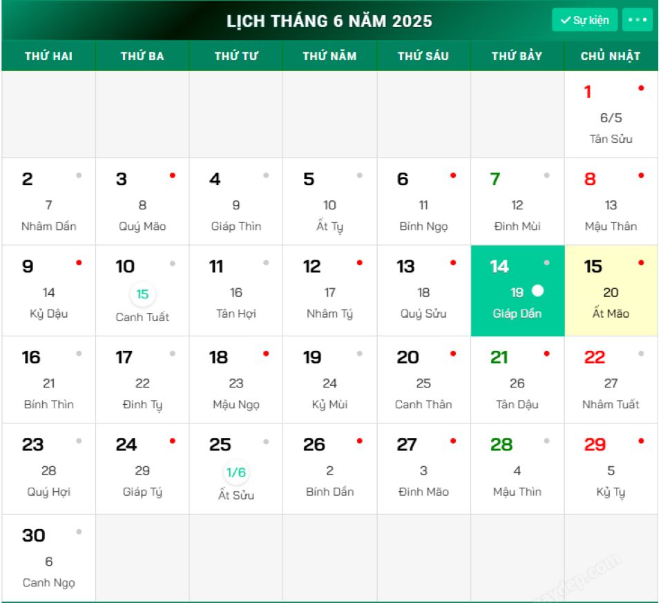Lịch âm 15/6 chính xác nhất, lịch vạn niên ngày 15/6/2025: Việc nên và không nên làm?