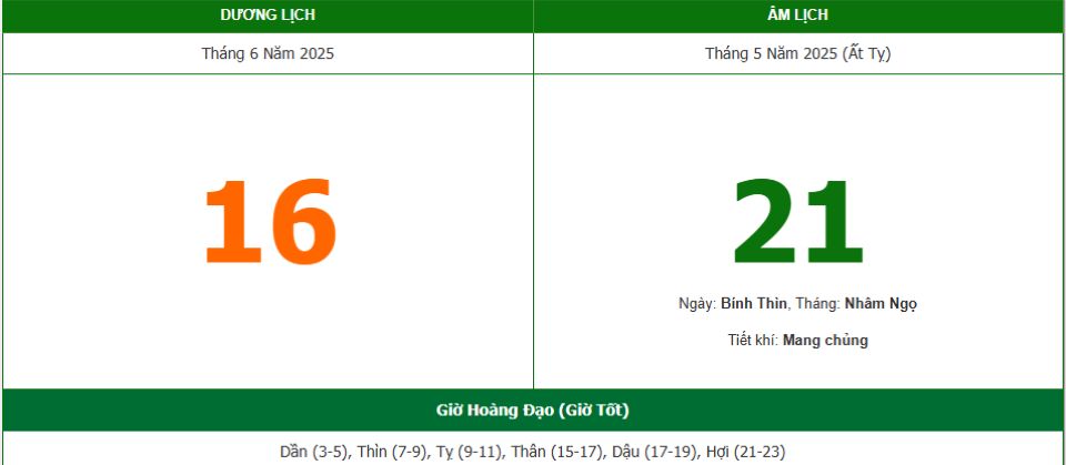 Lịch âm 16/6 chính xác nhất, lịch vạn niên ngày 16/6/2025: Việc nên và không nên làm?