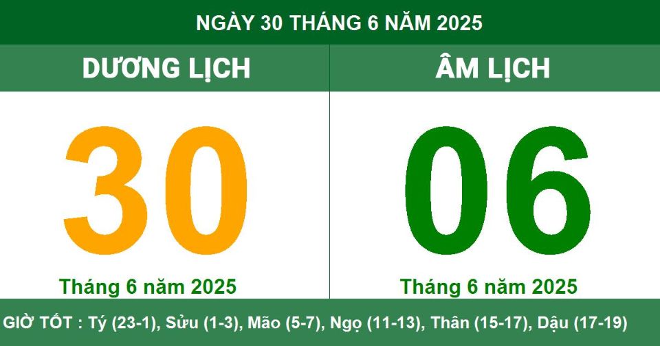 Lịch âm 30/6 chính xác nhất, lịch vạn niên ngày 30/6/2025: Việc nên và không nên làm?