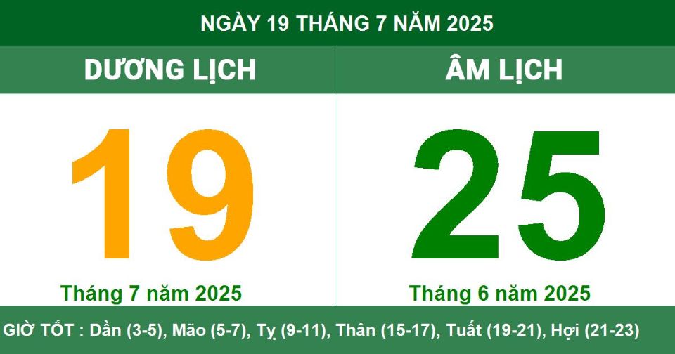 Lịch âm 19/7 chính xác nhất, lịch vạn niên ngày 19/7/2025: Việc nên và không nên làm?