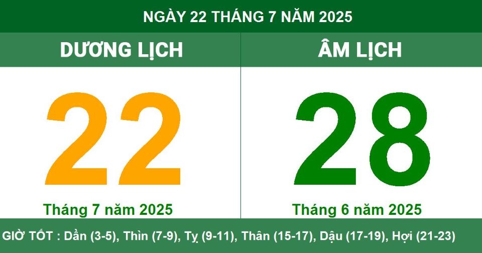 Lịch âm 22/7 chính xác nhất, lịch vạn niên ngày 22/7/2025: Việc nên và không nên làm?