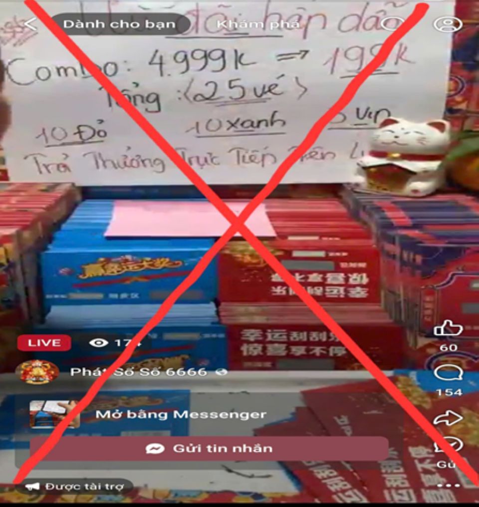 Cảnh giác trước chiêu trò “livestream xổ số cào trúng thưởng”