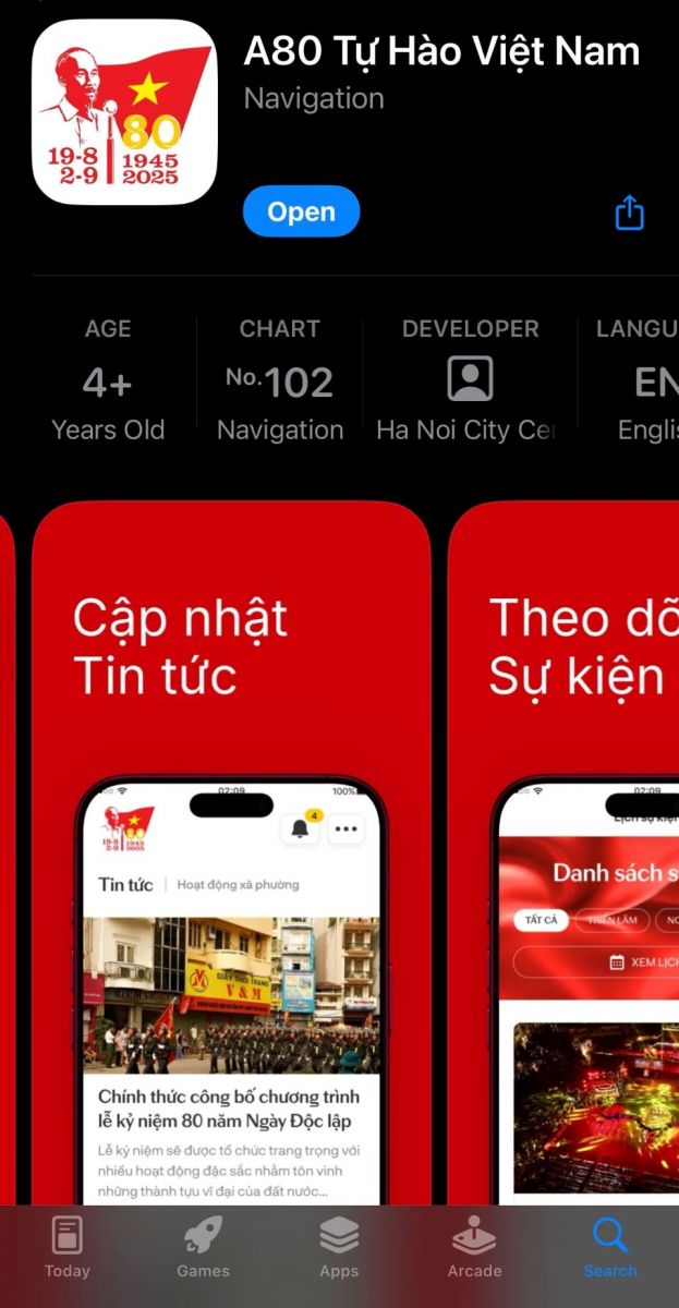 Ứng dụng cập nhật lịch trình lễ diễu binh, diễu hành kỷ niệm 80 năm Quốc khánh 2/9