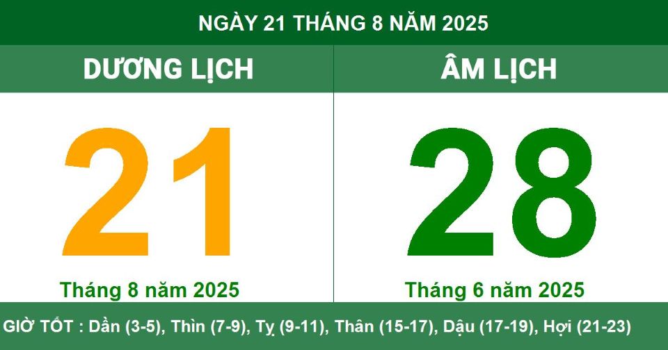 Lịch âm 21/8 chính xác nhất, lịch vạn niên ngày 21/8/2025: Việc nên và không nên làm?