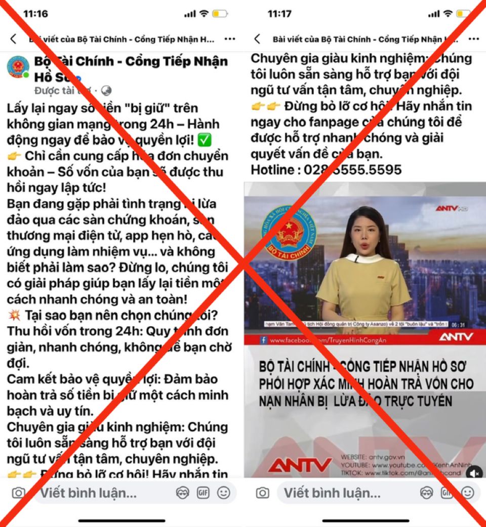 Giả mạo trang Facebook của Bộ Tài chính để lừa đảo