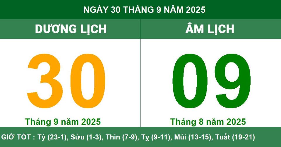 Lịch âm 30/9 chính xác nhất, lịch vạn niên ngày 30/9/2025: Việc nên và không nên làm?