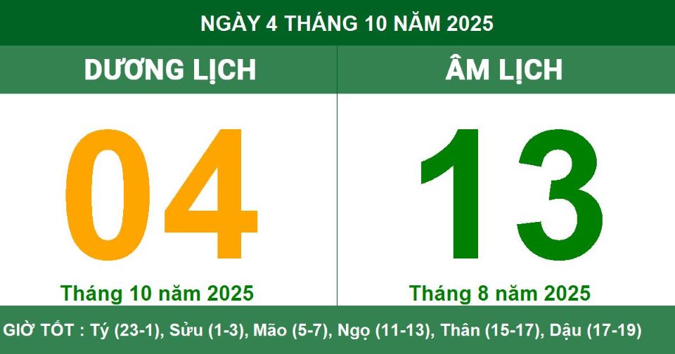 Lịch âm 4/10 chính xác nhất, lịch vạn niên ngày 4/10/2025: Việc nên và không nên làm?