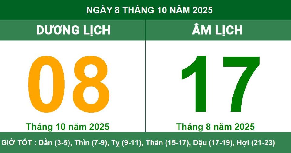 Lịch âm 8/10 chính xác nhất, lịch vạn niên ngày 8/10/2025: Việc nên và không nên làm?