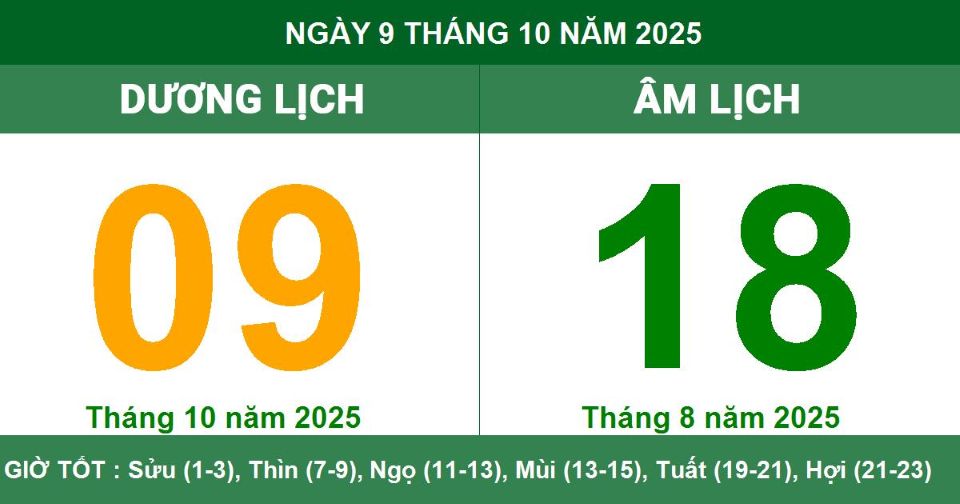 Lịch âm 9/10 chính xác nhất, lịch vạn niên ngày 9/10/2025: Việc nên và không nên làm?