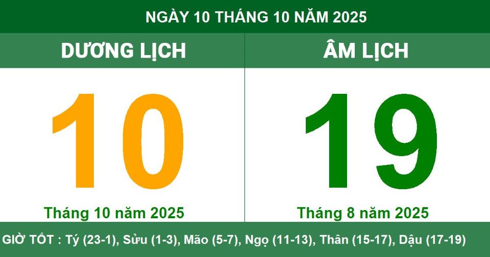 Lịch âm 10/10 chính xác nhất, lịch vạn niên ngày 10/10/2025: Việc nên và không nên làm?