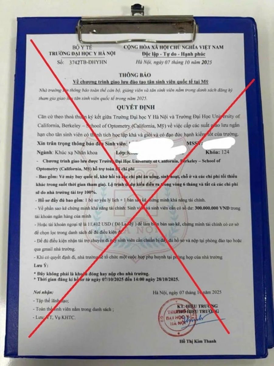 Xuất hiện văn bản mạo danh Trường Đại học Y Hà Nội