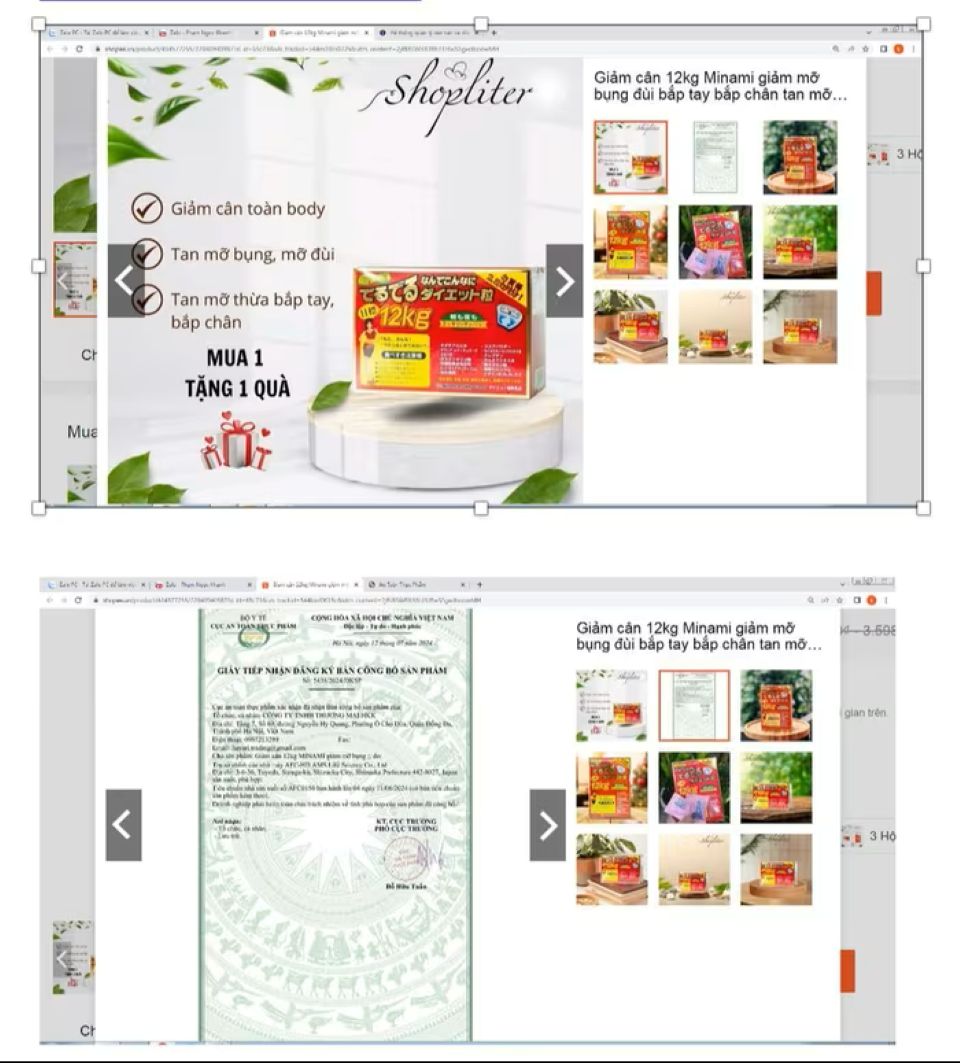 Phát hiện sản phẩm Giảm cân MINAMI giả mạo bản công bố