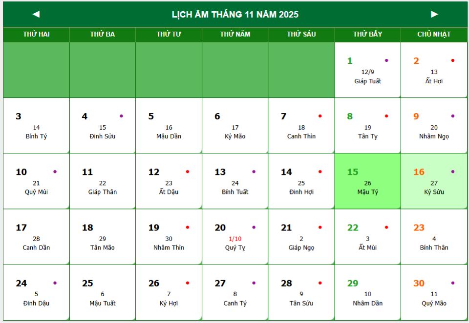 Lịch âm 16/11 chính xác nhất, lịch vạn niên ngày 16/11/2025: Việc nên và không nên làm?
