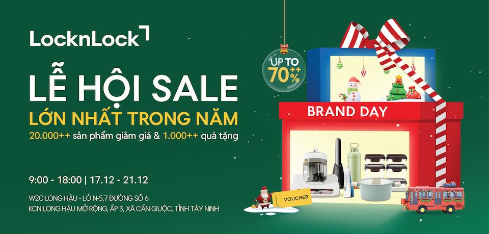 LocknLock Brand Day Long Hậu: Giáng sinh sale khủng 70%++, tặng ngay iPhone 17