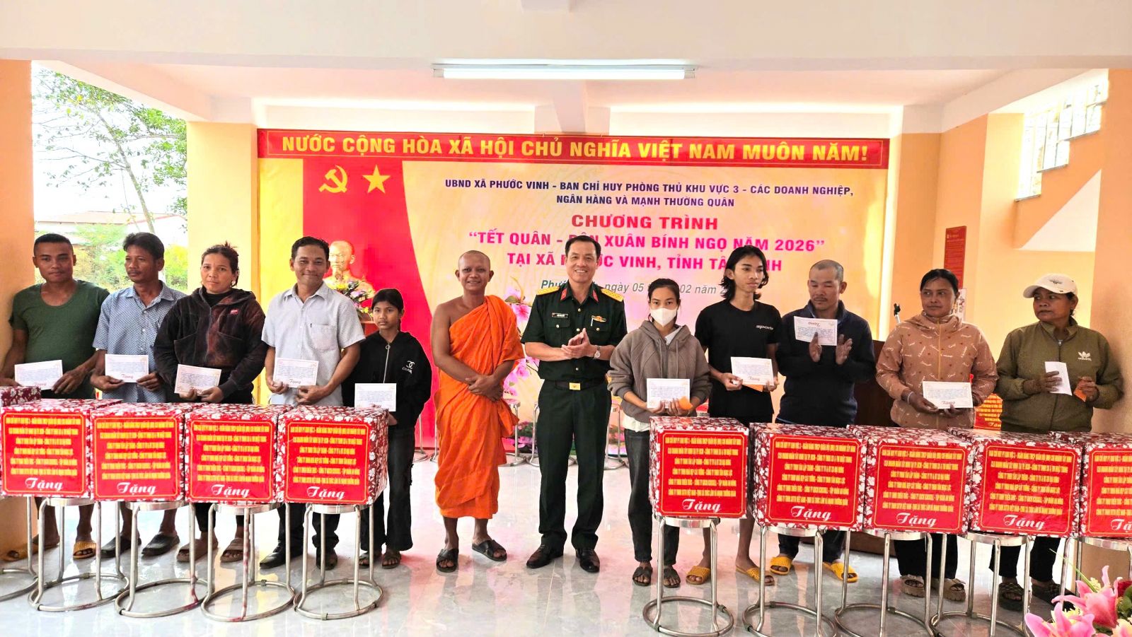 Ấm áp “Tết Quân – Dân Xuân Bính Ngọ 2026” cho đồng bào Khmer xã Phước Vinh