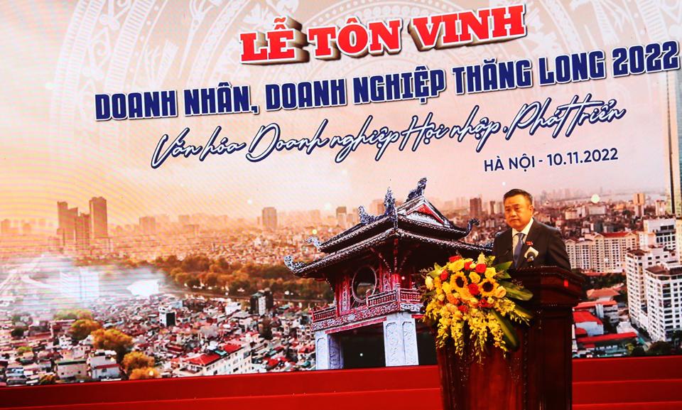 Chủ tịch UBND TP Hà Nội Trần Sỹ Thanh phát biểu tại sự kiện.