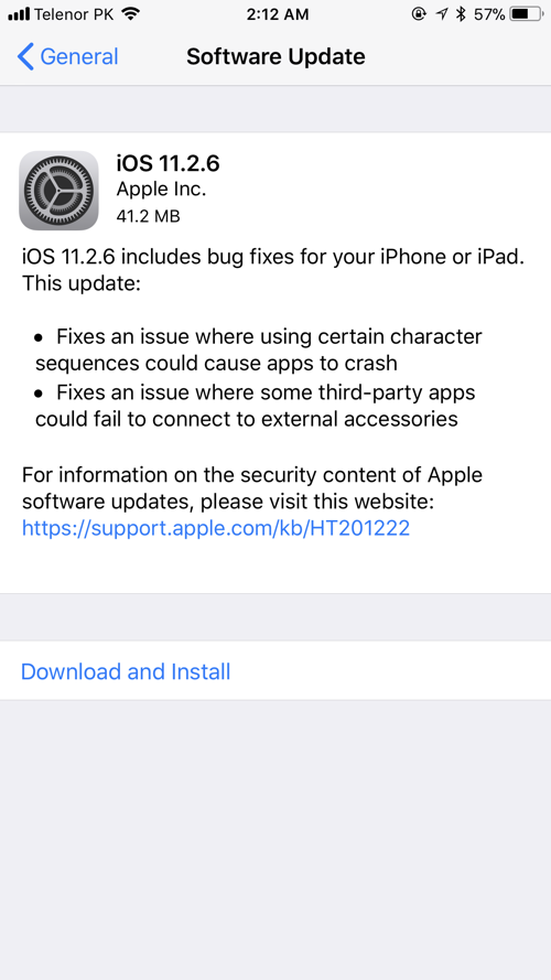 cập nhật ios 11.2.6, Tegulu, ký tự lạ, 