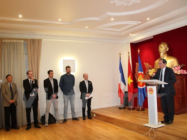 Đại sứ Việt Nam tại Pháp Nguyễn Ngọc Sơn phát biểu tại sự kiện. (Ảnh: Bích Hà/Vietnam+)